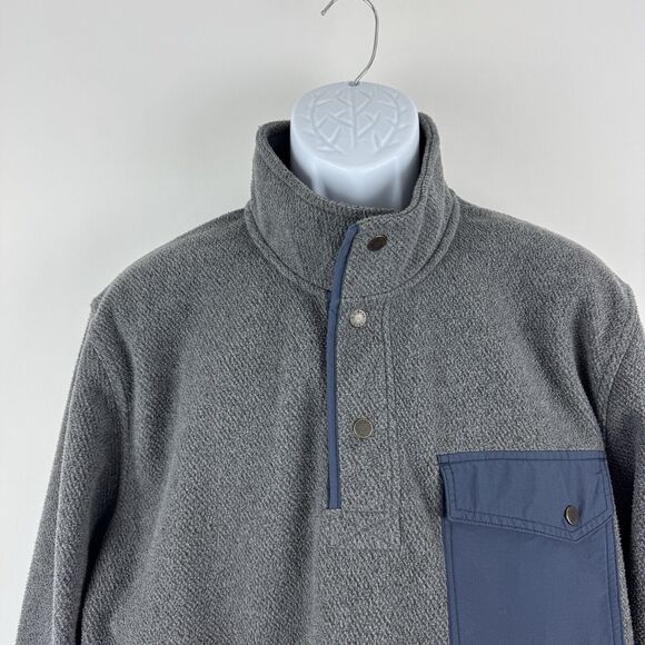 LL. Bean Allagash Men's Gray Blue Elbow Patches Snap T Fleece Henley XL Tall - Picture 4 of 15